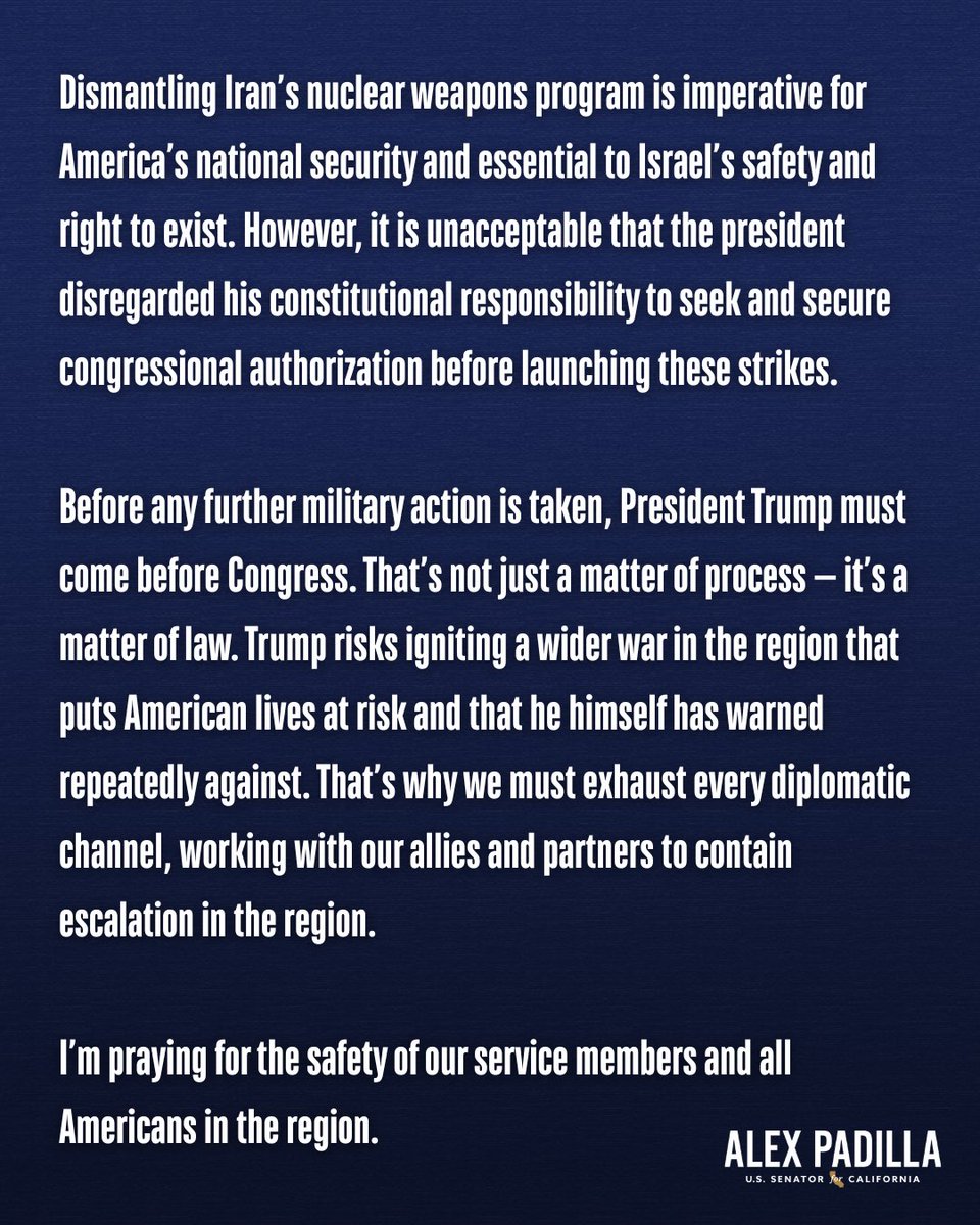 Senator Alex Padilla tweet media