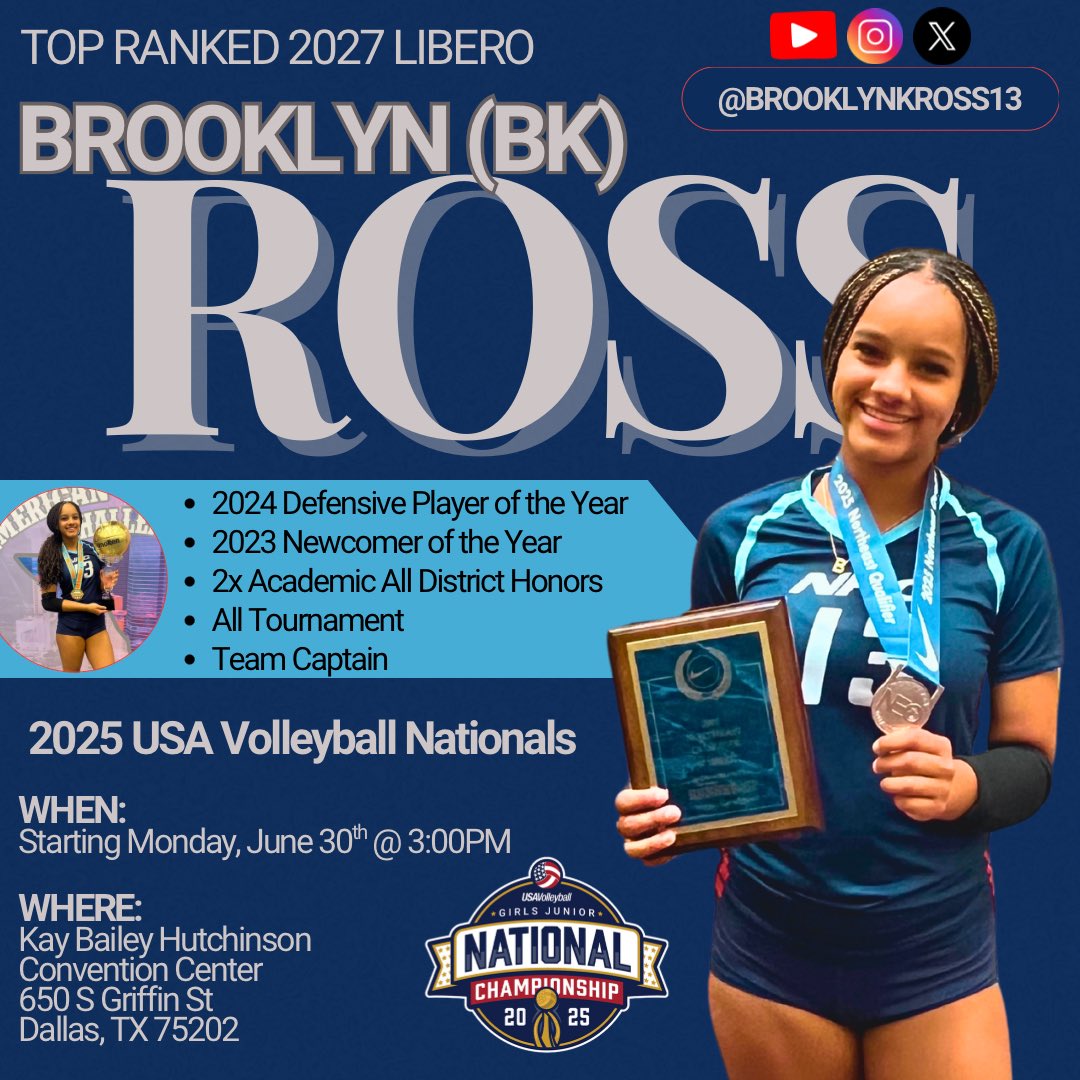 Brooklyn (BK) Ross 2️⃣🏐2️⃣7️⃣ (@brooklynkross13) on Twitter photo Summer Plans: Focusing on preparing for Nationals, getting in lots of reps, putting all my energy into perfecting my game and narrowing down my college choice… what a ride it’s been! 12 more days until Nattyz
#17AMPDNavy #2027Libero
<a href="/lakeridge_vb/">Lake Ridge VB</a> <a href="/NRGVBC/">NRG Volleyball</a> Summer Plans: Focusing on preparing for Nationals, getting in lots of reps, putting all my energy into perfecting my game and narrowing down my college choice… what a ride it’s been! 12 more days until Nattyz
#17AMPDNavy #2027Libero
<a href="/lakeridge_vb/">Lake Ridge VB</a> <a href="/NRGVBC/">NRG Volleyball</a>