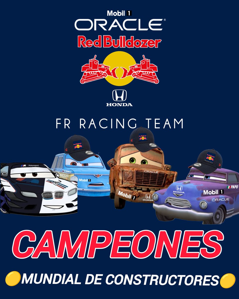 PapoCocheChulo's tweet photo. 🟡MOBIL1 ORACLE RED BULLDOZER HONDA FORMULA RACER RACING TEAM CAMPEONES DEL MUNDIAL DE CONSTRUCTORES
GRANDE EQUIPO, HA HABIDO VECES QUE HEMOS PERDIDO EL LIDERATO O QUE HEMOS ESTADO SOLOS PERO HEMOS SABIDO LUCHAR
#REDBULLDOZER SIEMPRE
@AntonioMBMW @vladitrunkov @FredOxidado https://t.co/8zhW3q0vvu
