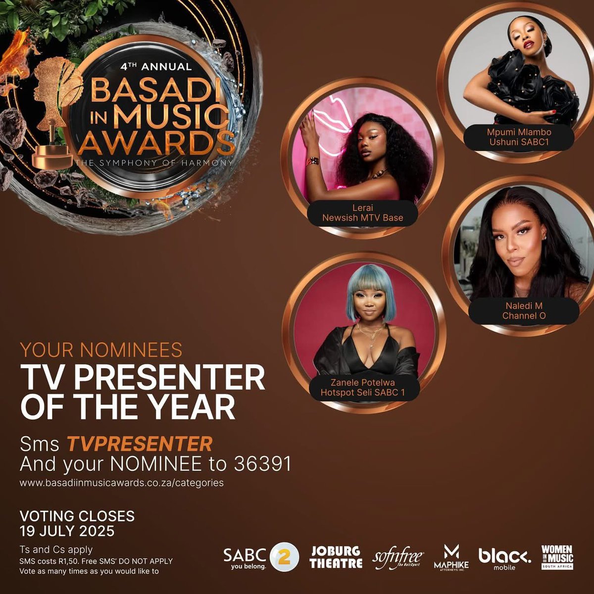 Hey Skado ☺️☺️

What an honour to be nominated for TV Presenter of the Year at the Basadi in Music Awards. 🙏🏾

Hosting Ushuni on SABC 1 was a beautiful journey ,rooted in music, culture, and connection. Thank you to everyone who’s supported me along the way.

Let’s make this