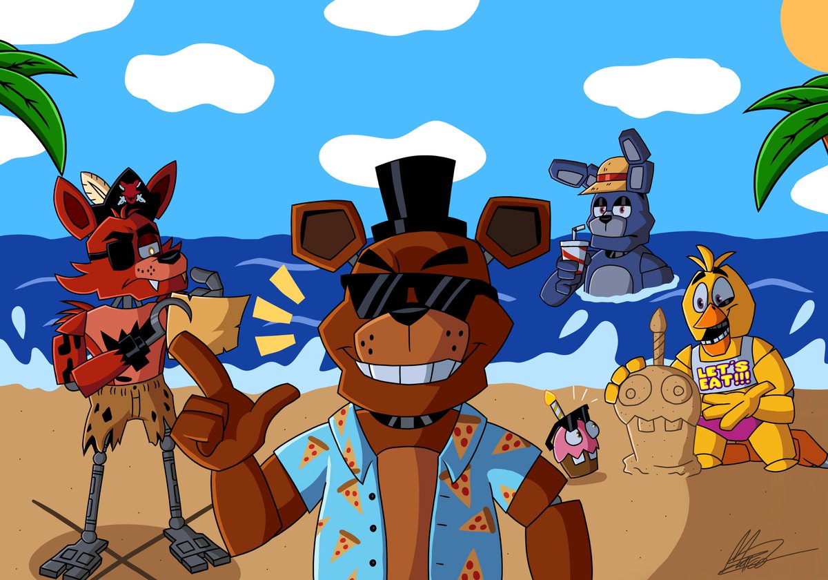 _MarcoBP_'s tweet image. Summer has already begun, so Freddy and his friends are going on vacation to the beach. I wish everyone a happy vacation.
#FNaF #FNaFfanart #Summer