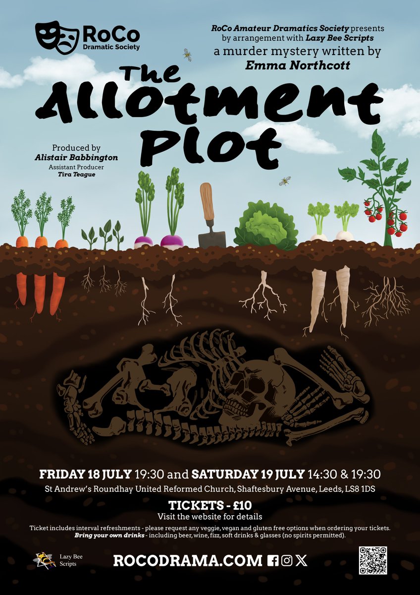 adl101's tweet photo. The latest @rocodramaticsoc I produced for the upcoming murder mystery The Allotment Plot; https://t.co/Pxzack3ckH, tickets on sale now.

More of my posters for them can be viewed here; https://t.co/fZhrP6w7Hr https://t.co/H2tiIZ7xws