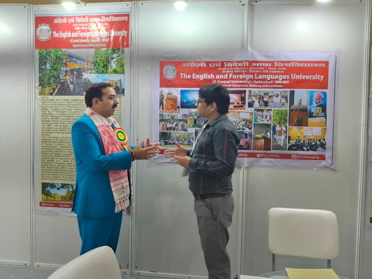 EFLU_OFFICIAL's tweet photo. Visitors and dignitaries are thronging the stall of The English and Foreign Languages University (@EFLU_OFFICIAL ) at the Government Achievements and Schemes Expo - 2025, New Delhi.
Come visit us and explore how @EFLU_OFFICIAL is empowering India’s youth through language!
#EFLU #LanguagesForFuture #NEP2020 #SkillIndia #StudyInIndia #GlobalClassrooms #NewIndia
#EFLU #GovtExpo2025 #GovernmentSchemesExpo #LanguagesEmpower #BharatEducation #ViksitBharat2047 #AmritKaal
@EduMinOfIndia
@PIB_India
@mygovindia
@ugc_india
@AICTE_INDIA
@DDNewslive