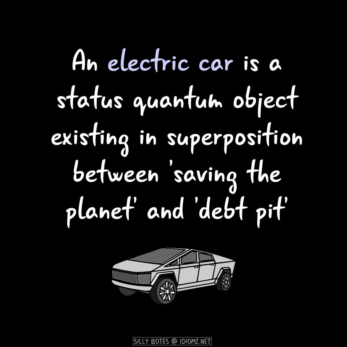 CardsMosaic's tweet photo. Electric Car Meme #ElectricCar #SillyBotes #Eco #EV https://t.co/x811RPxeUg