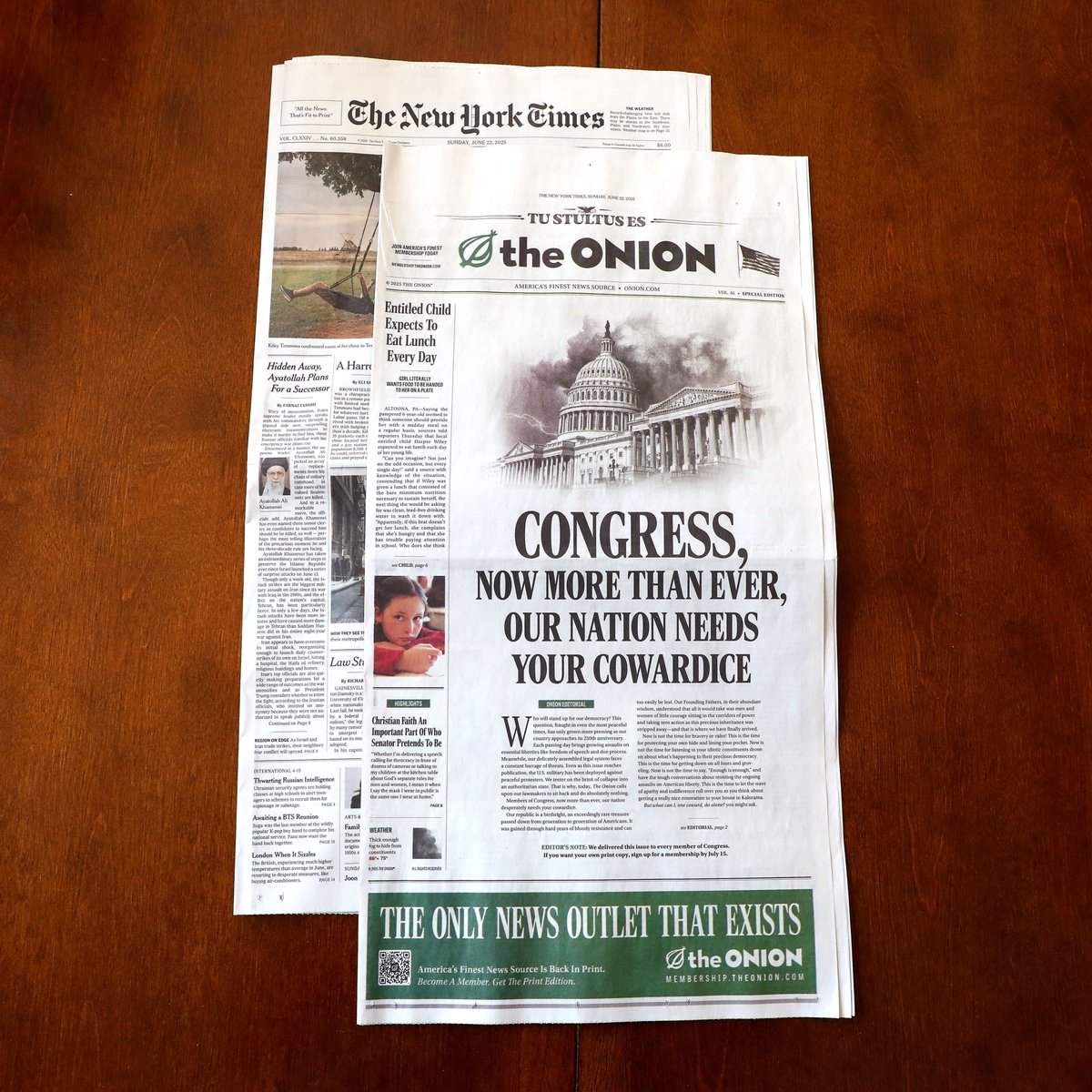 BryceTetraeder's tweet image. I have sent a copy of ‘The Onion’ to every member of Congress. To spread its message to less powerful people, I have also taken out an ad in a lesser newspaper. Read my full letter here: theonion.com/why-im-sending…