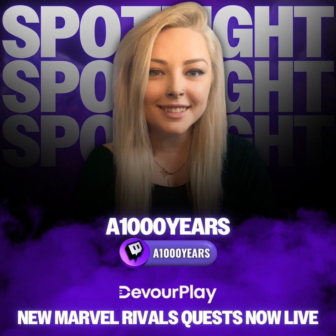 GoDevour's tweet image. 🔥  Creator Spotlight: @A1000YearsTV is bringing the hype today! 🔥 

Play Marvel Rivals to complete Year's Featured Quest in #DevourPlay to earn LootBoxes today. ➡️ Get 1 Devour LootBox for every 20-Kills (Max: 5) 💪 

You can also earn EXTRA XP via our GoVIP Share2Earn ⬇️ by
