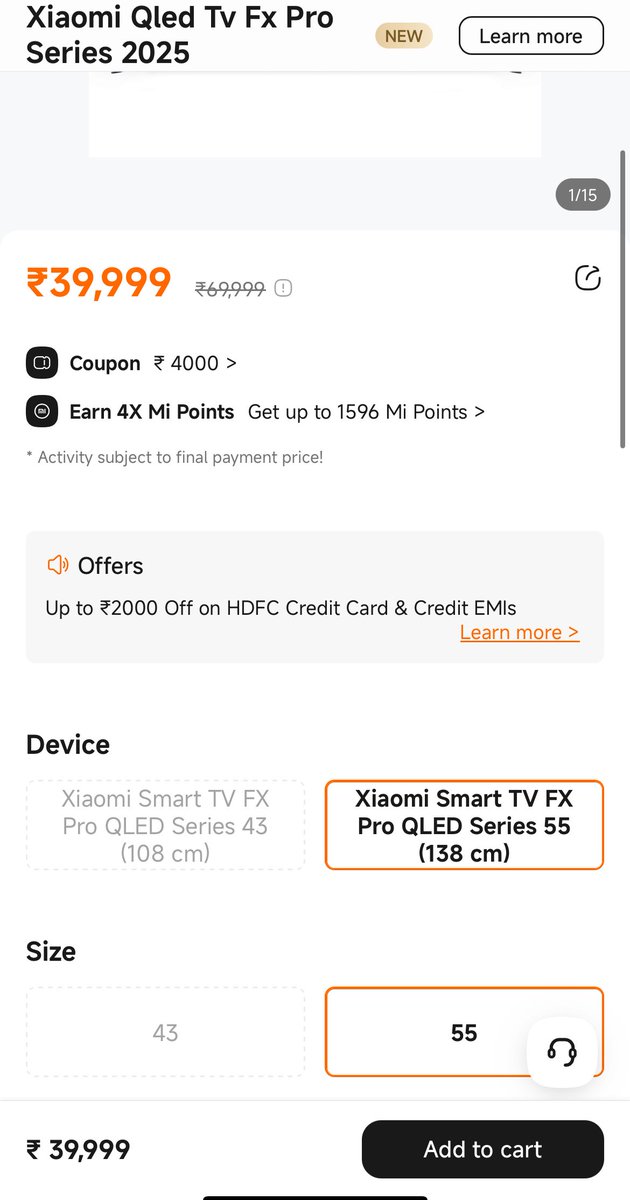 Deal : Xiaomi QLED TV FX PRO 55inch Under 34K 🔥

Check your coupons section in Mi Store App or mi.com

You may have received a 4000 off coupon.
That brings it’s price to 36K

If you have HDFC Credit Card,
Get 2000 more off

Bringing price down to 34K
FIRE TV OS.