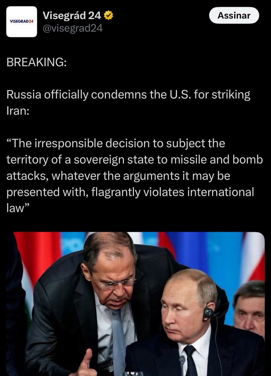 Esta notícia é um resumo perfeito da hipocrisia em que se tornou a diplomacia internacional. Bombardear instalações nucleares de uma teocracia terrorista, não pode. Mas invadir e manter ocupados os territórios de um país vizinho, enquanto despeja toneladas de mísseis sobre