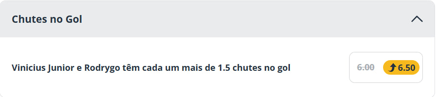 🚨 INSANA!

⚽️ Vini Jr e Rodrygo 2+ chutes no gol cada
💣 ODD 6.50

👉 GARANTE AGORA (odds.link/twittersportin…)
🔞 Jogue com responsabilidade.