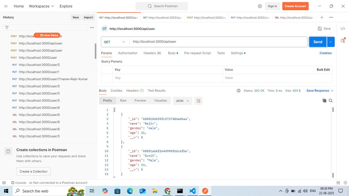 rasprogrammer's tweet image. Just completed a basic CRUD #RESTfulAPI using #NodeJS & #MongoDB 🚀
Explore the code on GitHub:
🔗 github.com/rasprogrammer/…
#JavaScript #WebDevelopment #BackendDev