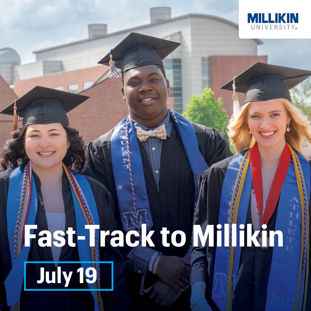 It’s not too late! You’re right on time to #MakeItMillikin Ⓜ️ Join us, and we'll provide you with the tools to become part of the Big Blue Family this fall!

Fall ’25 Fast-Track, July 19:
-Register: bit.ly/FastTrackMU
-Complete your online application
-File FAFSA by July 12