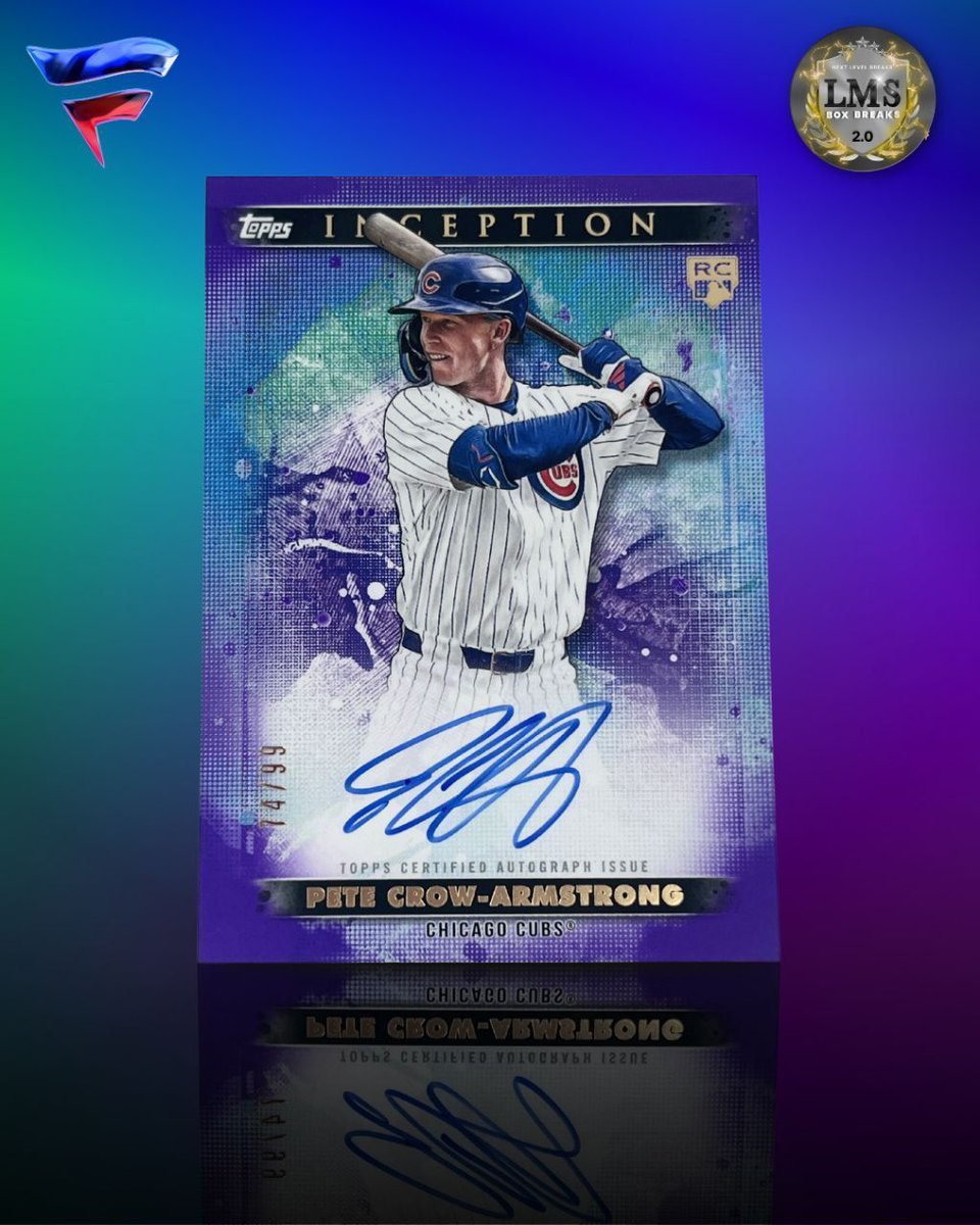 BoxLms's tweet image. 💥 Rookie Ink Alert! 💥
2024 Topps Inception Baseball - Pete Crow-Armstrong Auto RC 14/99 🔥
Clean auto, bold color, and a name to watch!

Add this beauty to your PC or chase the next one in our break! 💪

#PeteCrowArmstrong #ToppsInception #RookieAuto #LMSBoxBreaks #BaseballHits