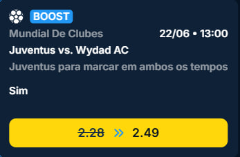 🔥 Juventus pra amassar!

⚽️ Juve marca nos dois tempos!
📊 ODD 2.49 — turbinada e muito boa pro cenário do jogo!

👉 GARANTE AGORA (odds.link/telegramestrel…)
🔞 Jogue com responsabilidade.