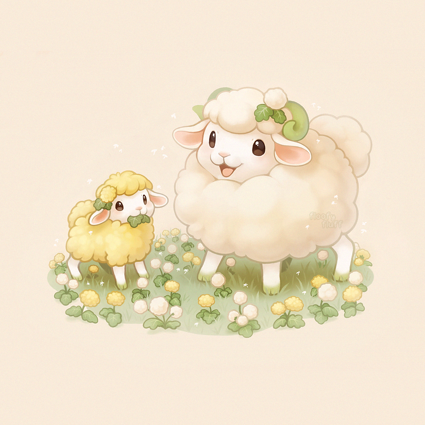 floofyfluff's tweet image. Dandelion sheep 🌼🐑