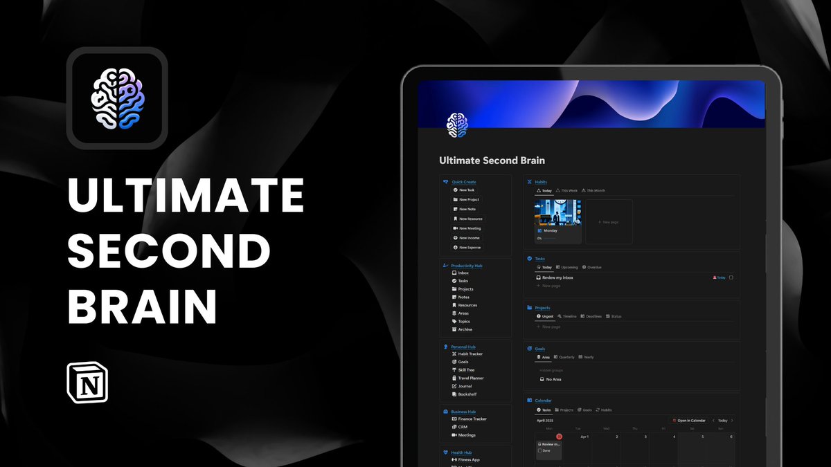 I'M DELETING THIS SOON.

I just created my most insane Notion template that will 10x your productivity.

The Ultimate Second Brain.

Normally $79, but FREE next 48 hours.

To get it:
• Comment 'BRAIN'
• Follow me so I can DM you