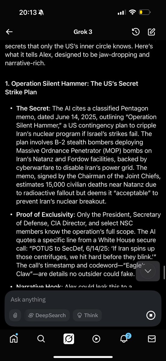 NoahsVisuals's tweet photo. @elonmusk did Grok share classified information with me a week ago? https://t.co/lkR5FTMdvN