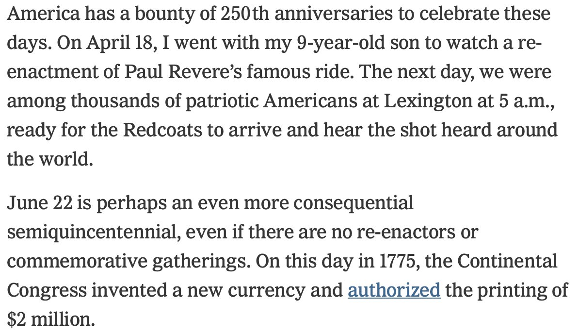Jason Furman (@jasonfurman) on Twitter photo Probably not top of mind for anyone today, but it's the 250th anniversary of American money.
My latest <a href="/nytopinion/">New York Times Opinion</a> tells the story that started in Massachusetts, was almost thwarted by New Yorkers & went through many transformations over 250 years--but still remains vulnerable. Probably not top of mind for anyone today, but it's the 250th anniversary of American money.
My latest <a href="/nytopinion/">New York Times Opinion</a> tells the story that started in Massachusetts, was almost thwarted by New Yorkers & went through many transformations over 250 years--but still remains vulnerable.