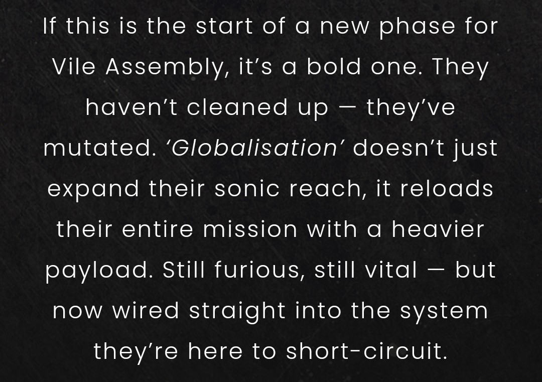 Vile Assembly (@vileassembly) on Twitter photo Great review of our new single Globalisation from <a href="/clickrollboom/">Click Roll Boom</a> #newmusic #punk #electeonica clickrollboom.co.uk/news/single-re… Great review of our new single Globalisation from <a href="/clickrollboom/">Click Roll Boom</a> #newmusic #punk #electeonica clickrollboom.co.uk/news/single-re…