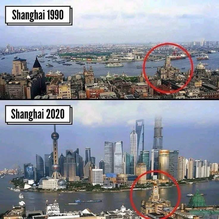 PropositoyVida's tweet photo. 12. Shanghái 1990 vs 2020. https://t.co/WVuIgbyZ0Q