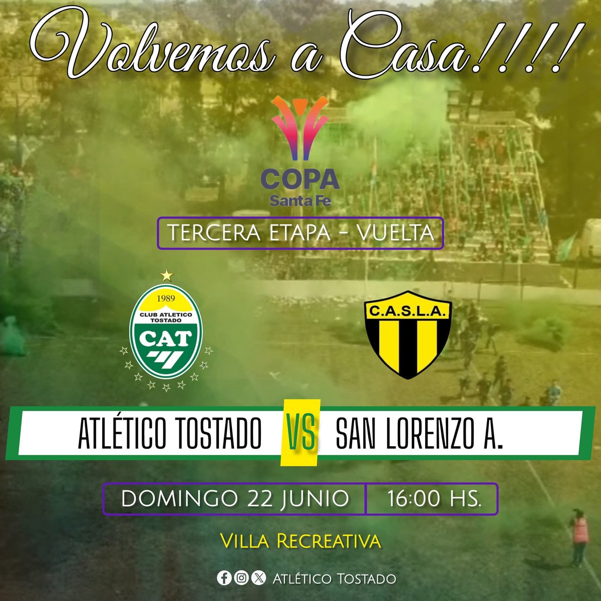 🇳🇬⚽️ HORA DE VOLVER

Hoy, en Casa, recibimos al santo ambrosettino buscando el pase a la cuarta etapa de la Copa Santa Fe de Fútbol.
💚 NOS VEMOS EN LA VILLA!!!!