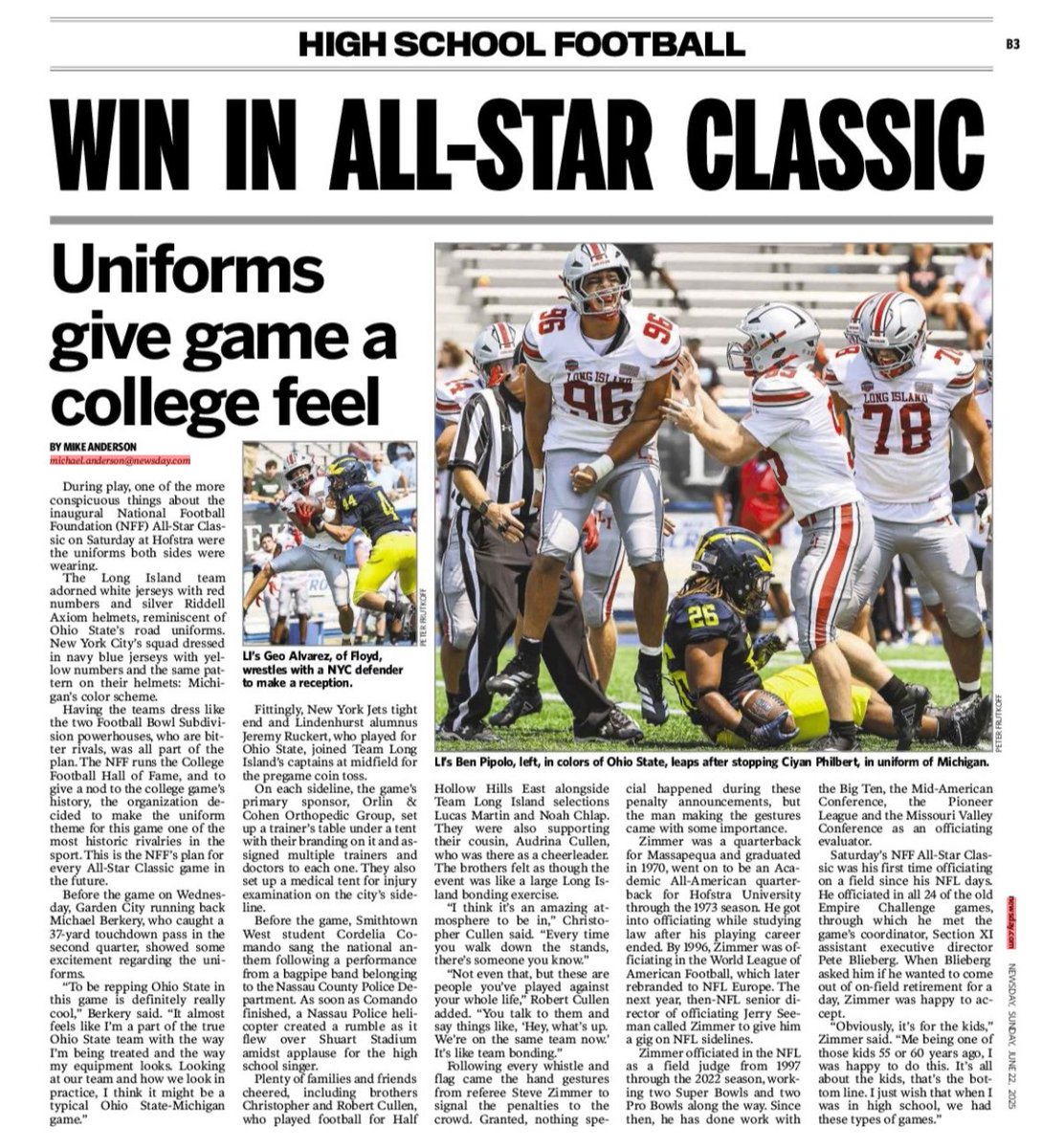 Brady Nash (@bradynash07) on Twitter photo Thanks <a href="/Newsday/">Newsday</a> and <a href="/NewsdayHSsports/">Newsday HS sports</a> for the great coverage of the <a href="/NFFNetwork/">National Football Foundation</a> All Star game yesterday. The game was great, highlighting Long Island and NYC players! <a href="/bheyman99/">Brian Heyman</a> <a href="/Gregg_Sarra/">Gregg Sarra</a> Thanks <a href="/Newsday/">Newsday</a> and <a href="/NewsdayHSsports/">Newsday HS sports</a> for the great coverage of the <a href="/NFFNetwork/">National Football Foundation</a> All Star game yesterday. The game was great, highlighting Long Island and NYC players! <a href="/bheyman99/">Brian Heyman</a> <a href="/Gregg_Sarra/">Gregg Sarra</a>