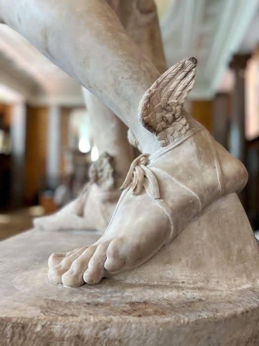 Hermes's winged sandals, 1st century AD. Roman copy of Greek original by Praxiteles.