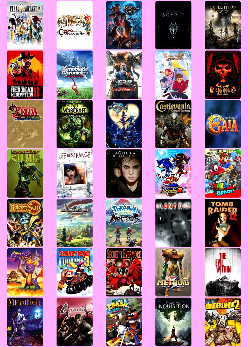 Tras el polémico tweet de Donkey Kong Bananza, me habéis seguido unas cuantas personitas, gracias 💖

Y me apetecía dejaros una lista de juegos que me flipan (sin repetir sagas), para que me conozcáis un poquito más allá de DK/Deka 😜 ¿Coincidimos en alguno?