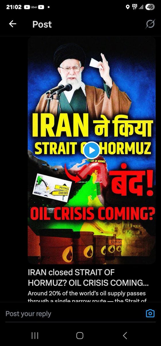 Idb16's tweet photo. BIG BREAKING NEWS 🚨 Iran's parliament approves closure of Strait of Hormuz after US strikes 😱

It is one of the world’s most critical energy chokepoints.

Crude Oil Price is expected to rise globally 😳

Around 20% of the World's oil and gas supply — https://t.co/h2NEgNo5tE