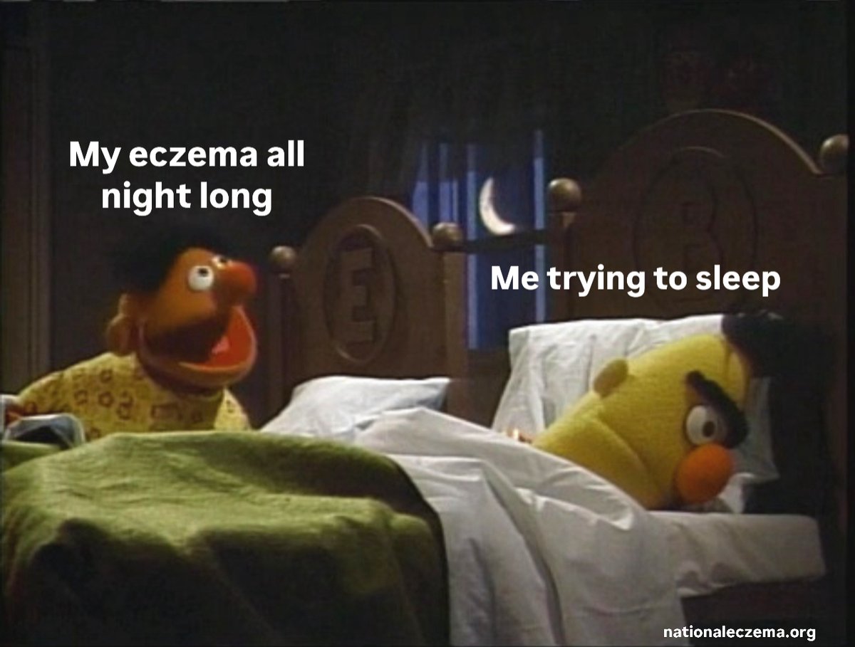 nationaleczema's tweet photo. If you have eczema, getting a good night's rest can be a rare event. 

Read our article about eczema's impact on sleep: https://t.co/MZQ6oCCKpj

#StopScratching #Itch #ItchySkin #Eczema #Sleep #SleepItch #SleepTips #AtopicDermatitis #Eczema #EczemaAdvice #EczemaFacts https://t.co/CHoQQcPDa4