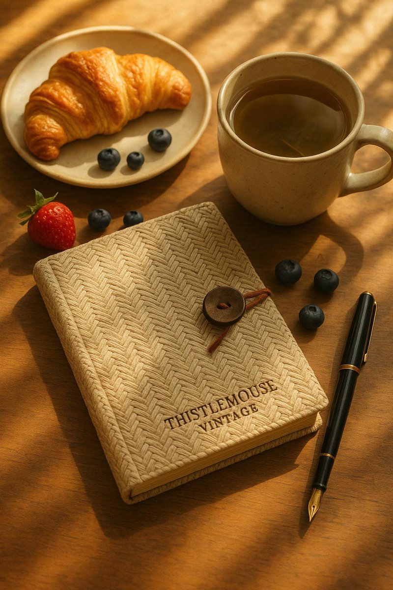 _ThistleMouse's tweet image. ✨ Morning rituals and quiet thoughts.
A soft light spills across the page, a moment suspended in time—tea steaming, pen waiting, notebook ready to hold the weight of dreams.
Let your mornings be slow. Let your ideas be wild. Let your story begin.

#NotebookAesthetic