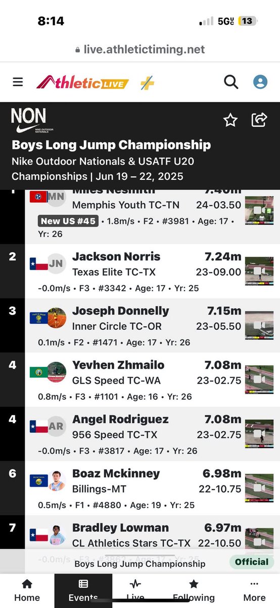 Congratulations to Pioneer's Derek Thompson &amp; Angel Rodriguez, as they competed at the Nike Outdoor Nationals (NON), &amp;  named All-Americans!  Derek came in 8th in Shot Put, 13th in Discus &amp; Angel came in 4th in the Long Jump, being the 1st in Pioneer's history to be invited!