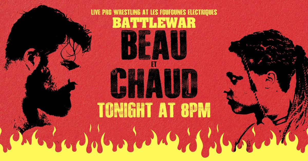 TheBATTLEWAR's tweet image. It's already beau et chaud out there today, isn't it?
Thank god @LesFoufs has air conditioning, because the action is going to be hot, hot, hot tonight.
Join us for our first event of the summer, featuring @benjamintull, @JuniorBenit0, @SeXXXyEddy69, @_kristara and more!