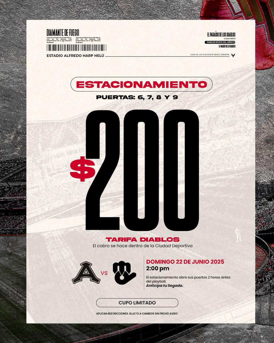¡Domingo de beis! 🧢⚾️

Acceso a partir de las 12:00 pm
Anticipa tu llegada 🚗