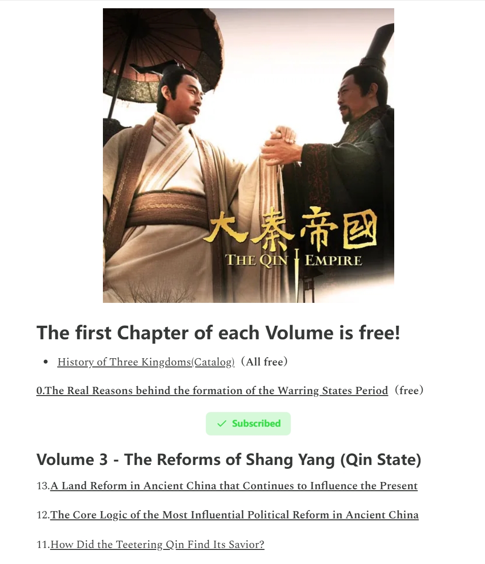 linktr.ee/guanyukobe
Now updating: Volume 3 – The Reforms of Shang Yang!