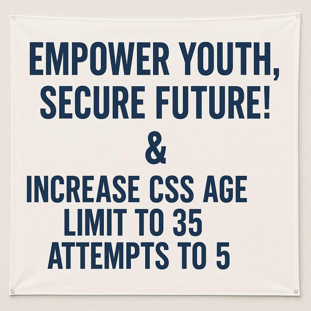 UmefarwaAkhtar's tweet photo. Empower youth by giving us 35 years and 5 attempts.

@betterpakistan
@CMShehbaz 
#AhsanIqbal_for_CSS_35_5 
#PMShehbaz_for_CSS_35_5 https://t.co/PoZZknPfQN