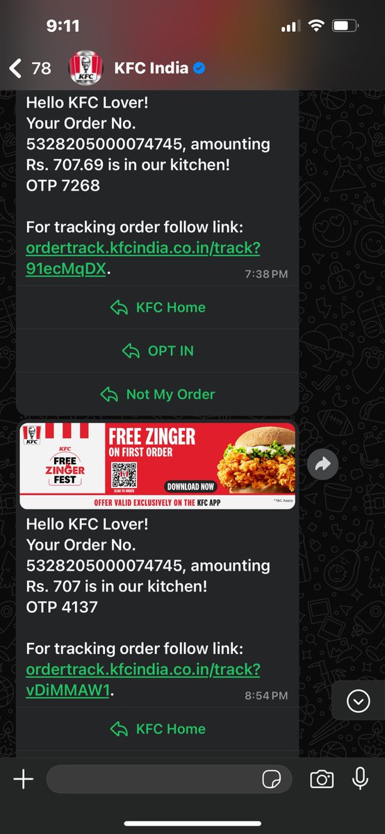 myself_Anuz's tweet photo. @KFC_India @kfc I made an order at 7:30 and was waited around 1:30 hrs . And still not gotten my order, upon complaining i get a call from store, the person was talking totally nonsense. I want compensation along with my full refund right now. https://t.co/BcAnHOcp5B