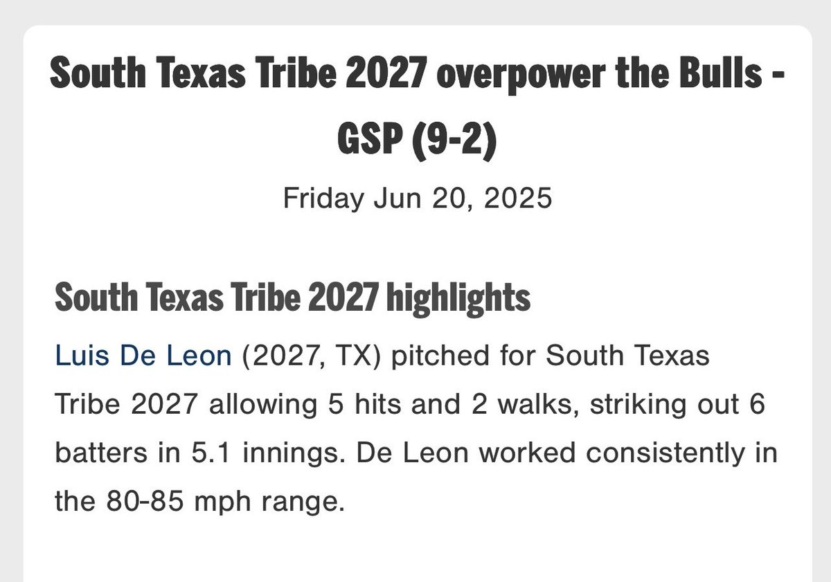 Topped out at 85 today off the mound!! Got to get 1% better everyday! <a href="/TribeBaseball/">South Texas Tribe</a> <a href="/ackerbaseball/">Garrett Acker</a> <a href="/_seanarnold15/">Sean Arnold</a> <a href="/ChargerBSB/">Champion Charger Baseball</a> <a href="/GoMountainLions/">UCCS Athletics</a> <a href="/UTSABSB/">UTSA Baseball ⚾️</a> <a href="/TxStateBaseball/">Texas State Baseball</a> <a href="/UCCSBaseball/">UCCS Baseball</a> <a href="/Texas_PG/">Perfect Game Texas</a>