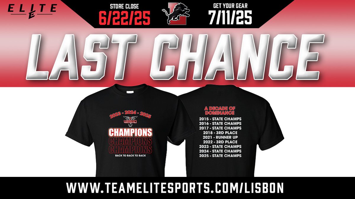 Store closes today!  teamelitesports.com/Lisbon.html
