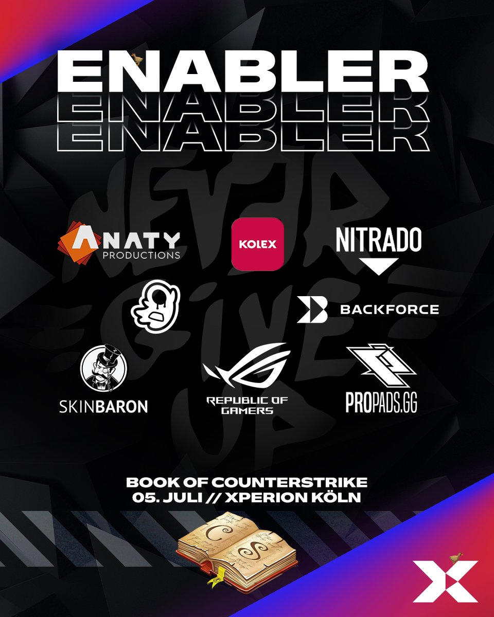 Book of Counter-Strike (@bookofcsyoutube) on Twitter photo Ohne unsere Partner wäre das BoCS Legacy am 05.07.25 nicht möglich.
Danke an alle, die das möglich machen!
Tickets:
loveyourartist.com/de/profiles/xp…
Spenden:
betterplace.org/de/fundraising…
<a href="/xperion_germany/">XPERION</a> <a href="/anaty_official/">ANATY Productions</a> <a href="/SkinBaronDE/">SkinBaron.de</a> <a href="/asusrogde/">ASUS ROG DACH</a> <a href="/propads_gg/">propads.gg</a> <a href="/Nitrado/">Nitrado 👾</a> <a href="/KolexGG/">Kolex</a> <a href="/Backforce_gg/">Backforce</a>
ares Ohne unsere Partner wäre das BoCS Legacy am 05.07.25 nicht möglich.
Danke an alle, die das möglich machen!
Tickets:
loveyourartist.com/de/profiles/xp…
Spenden:
betterplace.org/de/fundraising…
<a href="/xperion_germany/">XPERION</a> <a href="/anaty_official/">ANATY Productions</a> <a href="/SkinBaronDE/">SkinBaron.de</a> <a href="/asusrogde/">ASUS ROG DACH</a> <a href="/propads_gg/">propads.gg</a> <a href="/Nitrado/">Nitrado 👾</a> <a href="/KolexGG/">Kolex</a> <a href="/Backforce_gg/">Backforce</a>
ares