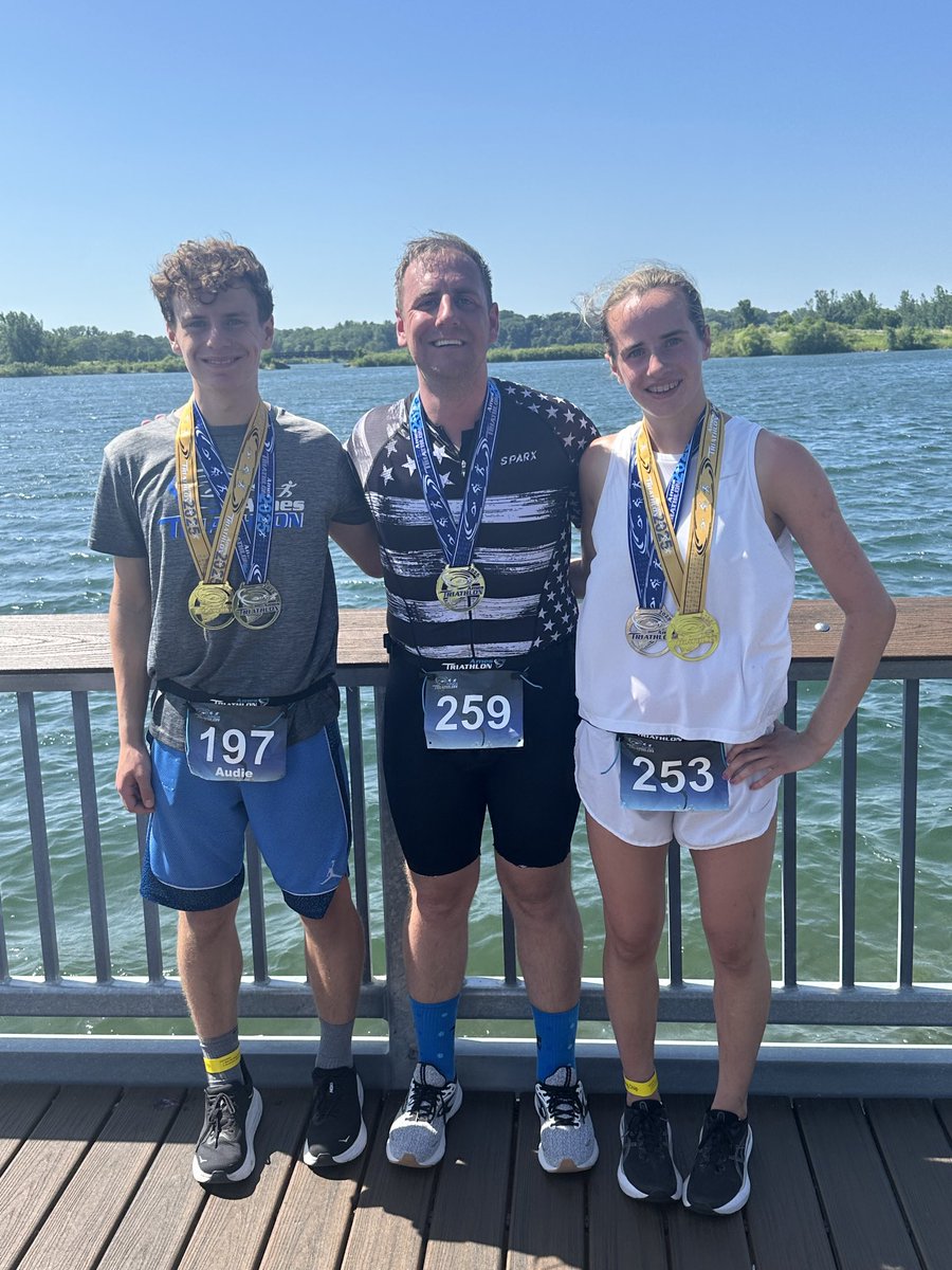 CoachBarbier's tweet photo. Another year with 3 kids finishing the Ames Triathlon.  2 of them won their divisions! https://t.co/aUYVWwRmmh