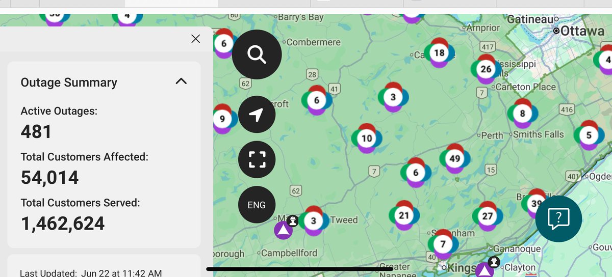 Over 50,000 HydroOne customers are still without power after last nights intense storms. Most of the outages are across eastern Ontario where the brutal heat is just arriving. Not great for those reliant on AC to stay cool.