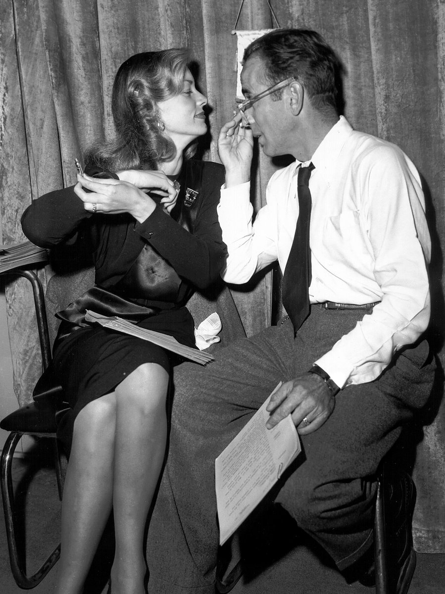 Lauren Bacall &amp; Humphrey Bogart during the filming of "To have and have not" (1944).