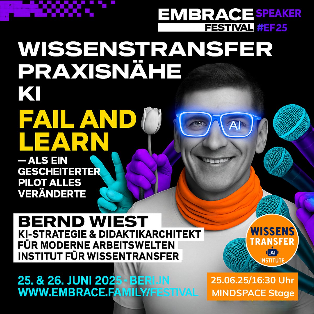 T-3 Tage zu #EF25 #FailAndLearn: 
📉 QR-Codes ignoriert
📉 Null Zugriffe
📉 Flop beim Pilot
🎤WISSENSTRANSFER.Institute lernte daraus: „Nicht für, sondern MIT dem Team entwickeln.“
👉 Am 25.6.25 zeigen wir, wie aus einem Flop +40 % Nutzung wurde.
#WissenToGo <a href="/tt_embrace/">EMBRACE</a> Festival