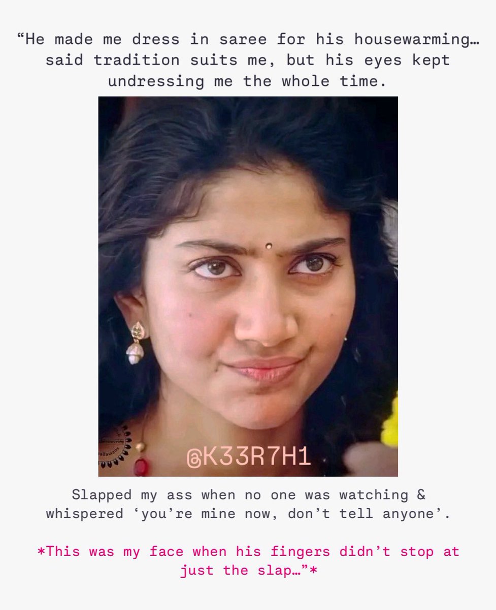 K33R7H1's tweet photo. Neighbourhood Desires✅

He said “wear saree for me” for his housewarming…
Slapped my ass in private &amp; growled “Don’t tell anyone, your body is mine now.”
My face says it all😳💋
#TraditionTurnedOn #SareeSeduction #SecretLust #DesiTemptation #LustyLook #PrivateDesire 
@K33R7H1 https://t.co/PYYlSxI2F4