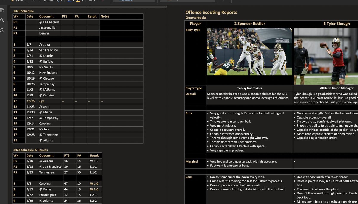 DraftVogel's tweet image. How would you like to have a scouting department in your pocket for $75 this year?
That’s what you’re getting with my draft guide - comprehensive breakdowns of the entire game of football from every angle possible.
🧵 Here’s every feature that the guide encompasses:
