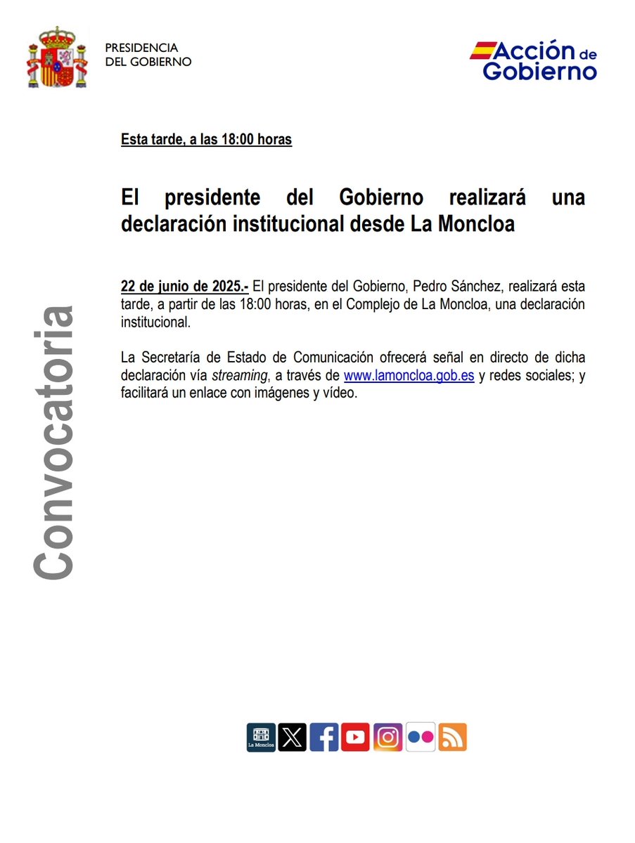 PEDRO SÁNCHEZ COMPARECE A LAS 18 HORAS POR DIOS QUE ESTOY YO DE GUARDIA SOLO ESTATE QUIETO HAZME EL FAVOR.
