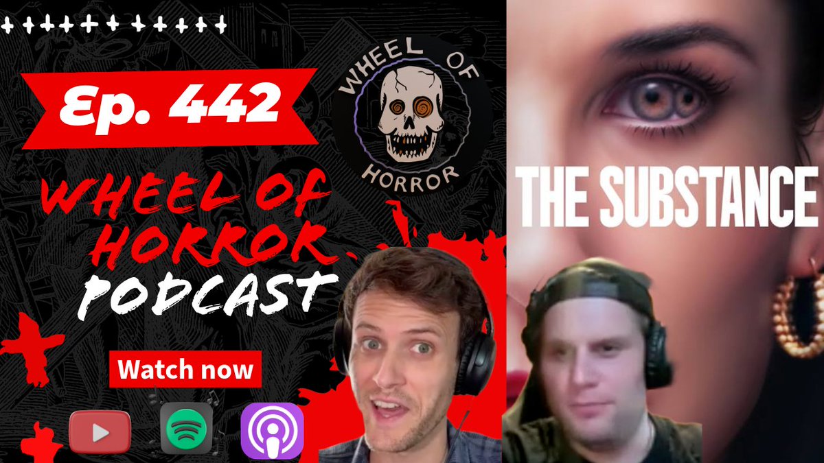 Wheel of Horror Podcast (@horrorwheel) on Twitter photo Full Video episode available on YouTube! Today we are finally talking about The Substance....let's go!
Link to video episode
youtu.be/LNXQalTiXSc
Apple Podcast podcasts.apple.com/us/podcast/whe…
 
Spotify
open.spotify.com/show/3HnyAISG8… Full Video episode available on YouTube! Today we are finally talking about The Substance....let's go!
Link to video episode
youtu.be/LNXQalTiXSc
Apple Podcast podcasts.apple.com/us/podcast/whe…
 
Spotify
open.spotify.com/show/3HnyAISG8…
