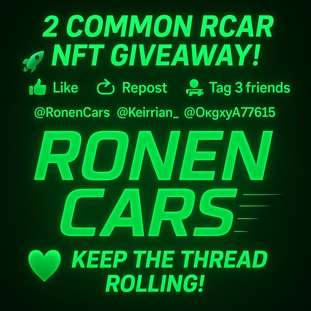 Okxy Always (@okxya77615) on Twitter photo 🚨 BACK TO BACK GIVEAWAY!
🔥 Keep the thread rolling!
👀 Details in the image ,Let’s go!
Why Ronen Network + RCAR?
⚡ Fast. Fair. Built for true utility.
Keep Reading for more info. 🚨
Follow:
<a href="/RonenCars/">Ronen Cars</a>
<a href="/Keirrian_/">Keirrian</a>
<a href="/ronencoin/">Ronen Mining Network ✳️</a>
Ends in 5 days
#NFTGiveaway #RonenCars #Ronen 🚨 BACK TO BACK GIVEAWAY!
🔥 Keep the thread rolling!
👀 Details in the image ,Let’s go!
Why Ronen Network + RCAR?
⚡ Fast. Fair. Built for true utility.
Keep Reading for more info. 🚨
Follow:
<a href="/RonenCars/">Ronen Cars</a>
<a href="/Keirrian_/">Keirrian</a>
<a href="/ronencoin/">Ronen Mining Network ✳️</a>
Ends in 5 days
#NFTGiveaway #RonenCars #Ronen