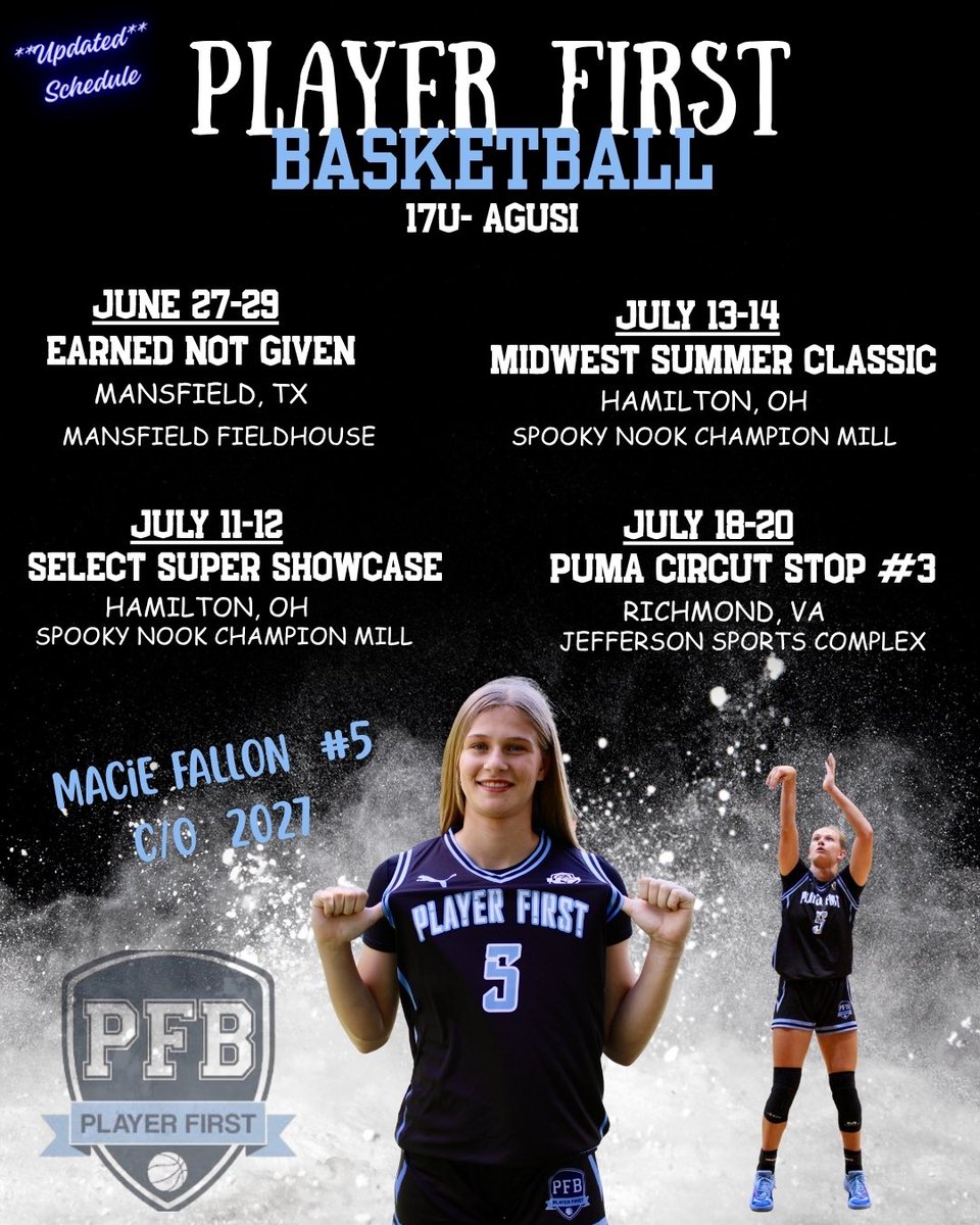 Macie Fallon (@macie_fallon3) on Twitter photo End of summer schedule!! π¨
<a href="/playerfirstgbb/">PlayerFirst Basketball</a> <a href="/DHS_GHoops/">Davenport Girls Hoops</a> <a href="/ACH_GBB/">Alamo City Hoops GBB</a> <a href="/mikemillsnc/">Mike Mills WBB College Recruiting</a> End of summer schedule!! π¨
<a href="/playerfirstgbb/">PlayerFirst Basketball</a> <a href="/DHS_GHoops/">Davenport Girls Hoops</a> <a href="/ACH_GBB/">Alamo City Hoops GBB</a> <a href="/mikemillsnc/">Mike Mills WBB College Recruiting</a>