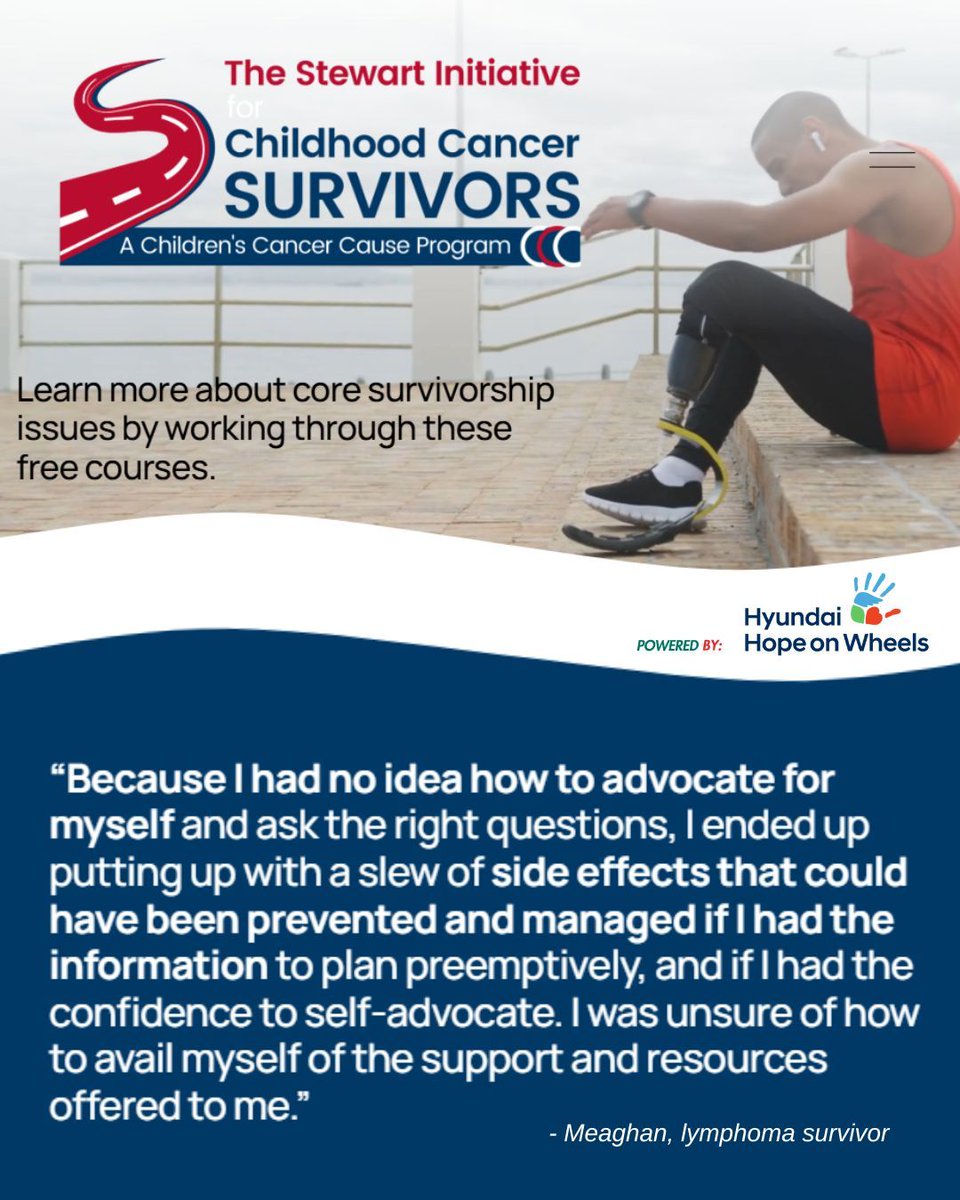 Our educational site for young adult survivors of childhood cancer offers self-guided courses on core issues like transitioning into adult care, late effects, and career considerations. Start here: childhoodcancersurvivorship.org 

June is National #CancerSurvivorsMonth 🎗️